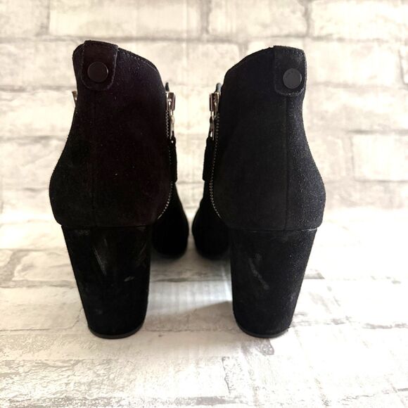 Rag & Bone Margot Black Suede Ankle Booties Heels Side Zip 3.5" Sz 41 (10.5) - Picture 6 of 10